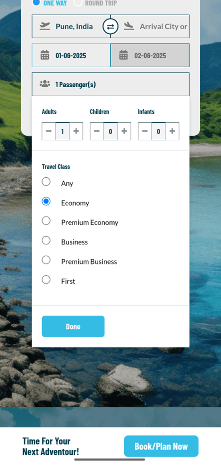 Travel website design where users can cutomize their trip