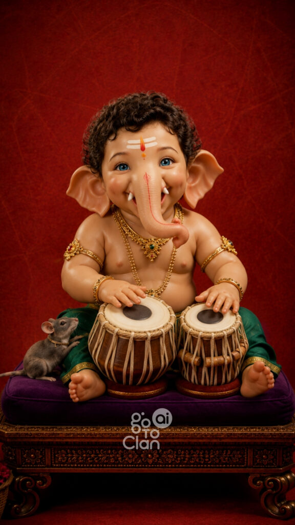 Ganesha idol for car playing tabla