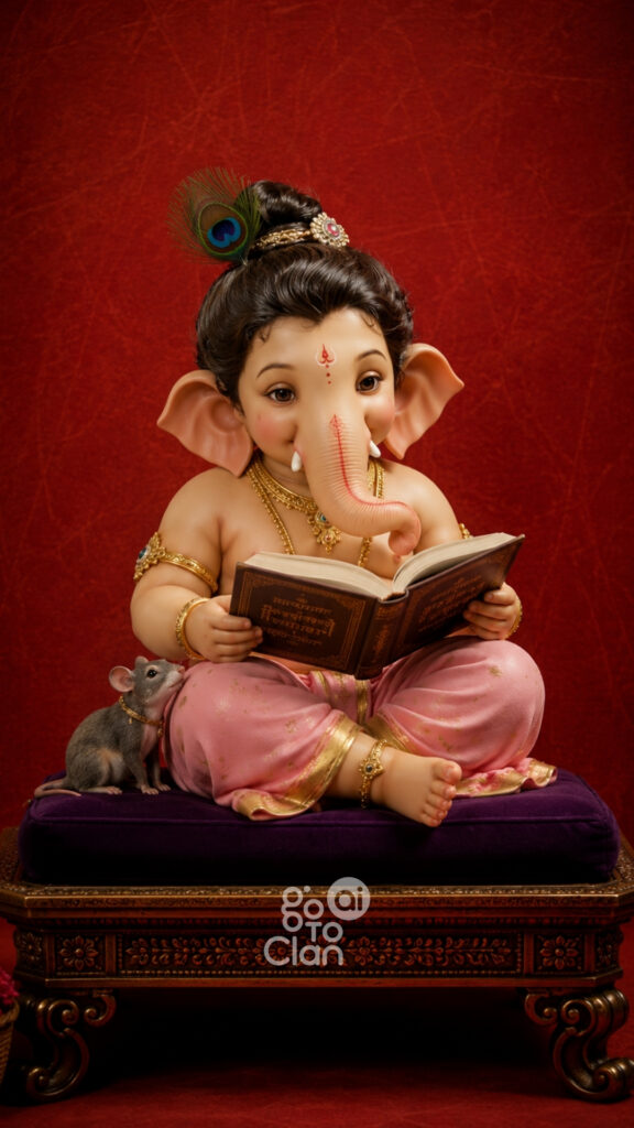 idol of Ganesha reading book